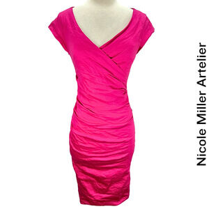 Nicole Miller Artelier NWT Beckett V-Neck Wrap Cocktail Party Dress Size 2